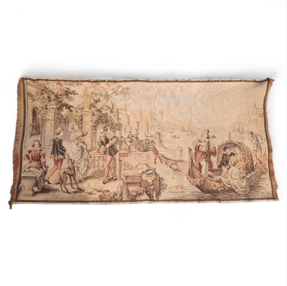Vintage Antique Woven Tapestry Wall Hanging French 19 X 40 Made In Belgium - Picture 12 of 12